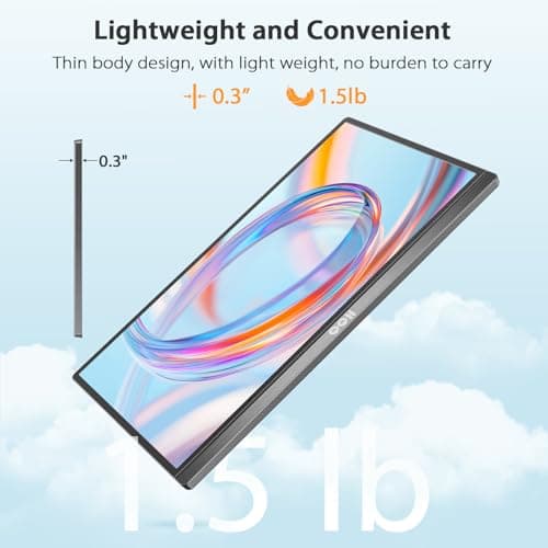 QQH Portable Monitor, 15.6 Inch FHD 1080P USB C HDMI Alloy Travel Screen for Laptop with w/Smart Cover & Built-in Speaker, Plug&Play Ultra Slim Portable Second Monitor for Laptop PC Phone Mac 8