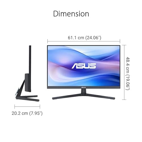 ASUS 27” 1080P Eye Care Monitor (VU279CFE-B) - Full HD, IPS, 100Hz, Adaptive-Sync, USB-C, Ambient Light Sensor, Height Adjustable, Cable Clip, EyeCare+ Technology, 3 Year Warranty, Quiet Blue Color 6