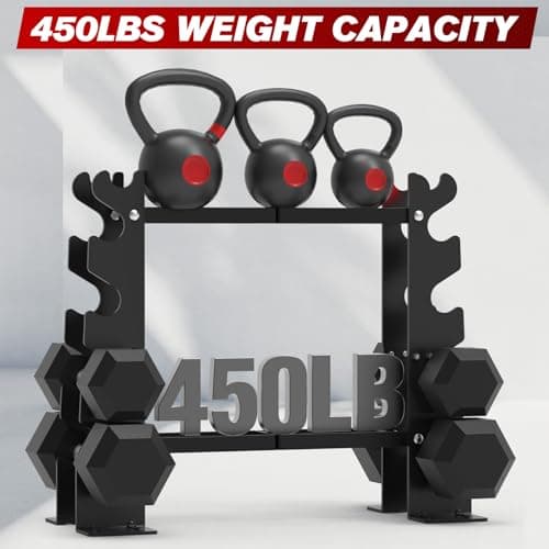 Dumbbell Rack Stand Only, Weight Rack for Home Gym Dumbbells, 5 Tier 450LBS Capacity Weight Holder Organizer, Weight Storage Racks Suitable for 1-45 LBS (Black) 6