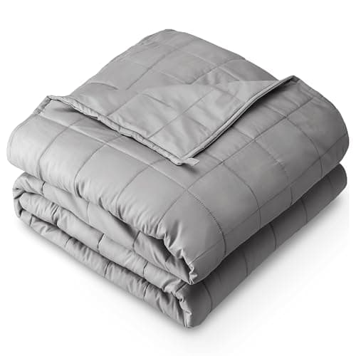Bare Home Weighted Blanket All-Natural 100% Cotton with Nontoxic Glass Beads 60"x80" 17lbs, Light Grey