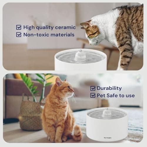 Pet Heights Ceramic Cat Water Fountain, Super Quiet Pet Water Fountain, Automatic Cat Water Dispenser, Dishwasher Safe Design & Adjustable Water Flow for Cats 5