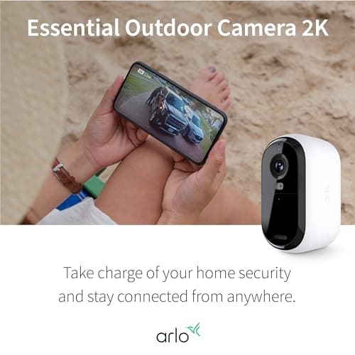 Arlo Essential Security Camera 2K | Outdoor-Indoor | 2nd Gen | Wireless with Spotlight, 2-Way Audio, Color Night Vision, Live Stream, Motion Activation, Real Time Notifications - White, 2 Camera 7