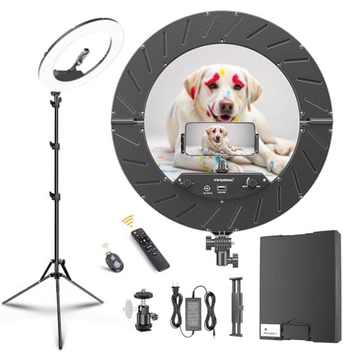 18 Inch Ring Light Kit, 55W6700k Dimmable LED Light, Tripod Stand, Remote Controller,Box,CRI95,Black