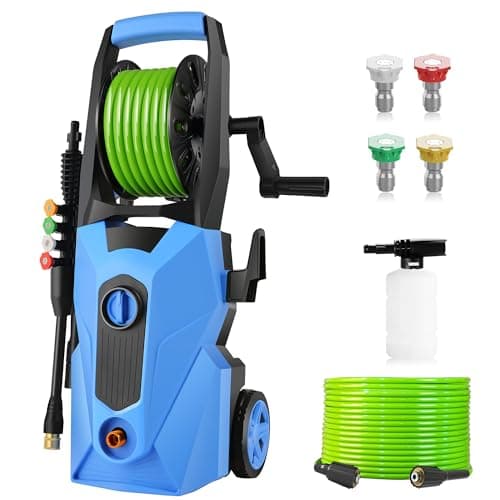 Commowner Electric Pressure Washer 4800 PSI 2.8 GPM Power Washers Electric Powered with 33ft Pressure Hose, 4 Nozzle and Foam Cannon, powerwashers for Home, Cars, Fences, Patio, Upgraded Blue