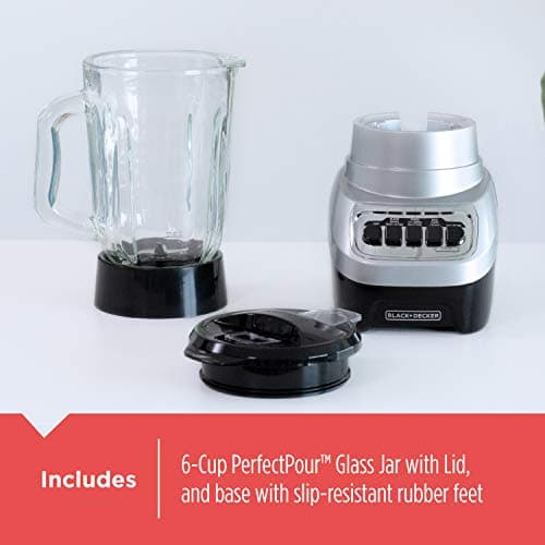 BLACK+DECKER PowerCrush Multi-Function Blender with 6-Cup Glass Jar, 4 Speed Settings, Silver 7