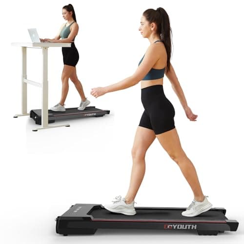 GOYOUTH Walking Pad Treadmill, Under Desk Treadmill for Home Office, Wide Belt Compact Treadmills 300 lbs Capacity, 2.25HP Shock-Absorbing Walking Jogging Running Machine Remote Included (Black)