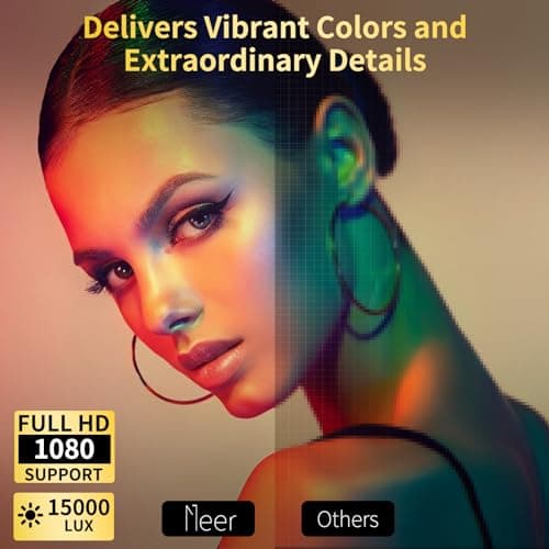 Electric Focus&360°Adjustable Stand-1080P Phone Projector with WiFi and Two-Way Bluetooth,MEER 2025 Latest Upgraded Auto Keystone 4K Support Ceiling Projector, Home Movie Projecteur for iPhone 5