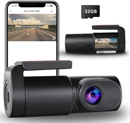 aquota Dash Cam Front- 1080P FHD Front Dash Camera for Cars with APP Free 32GB Card|Night Vision|Loop Recording|G-Sensor|WDR|24H Parking Monitor|Type C