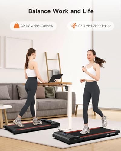 Hartwares Walking Pad Under Desk Treadmill, 2 in 1 Portable Treadmills for Home, 2.5HP Brushless Motorized Electric Walking Treadmill, Small Running Jogging Machine for Home Office, 265 Lbs Capacity 6