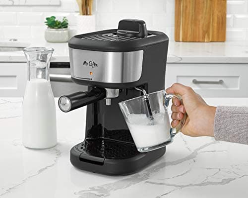 Mr. Coffee Espresso and Cappuccino Machine, Single Serve Coffee Maker with Milk Frothing Pitcher and Steam Wand, 20 ounces, Stainless Steel,Black 6