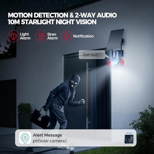 4G LTE Cellular Solar Security Camera Wireless Outdoor, No WiFi Solar Powered Camera, 360° Live View, 2K Color Night Vision, PIR Detection, 2-Way Audio, Motion Alert, Built in SIM Card, Easier to use 5