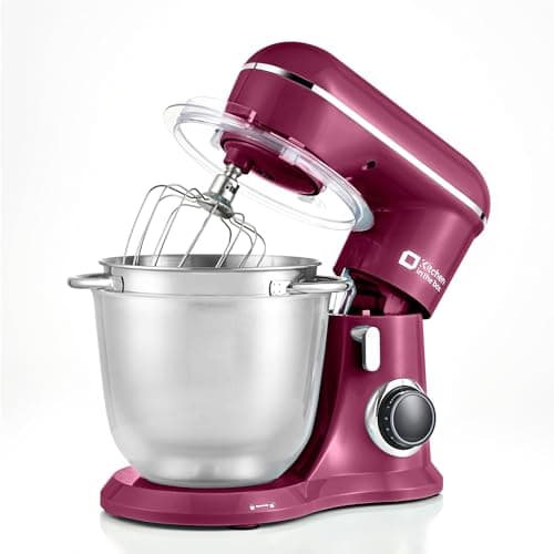 Kitchen in the box Small Stand Mixer, Two bowls Electric Kitchen Mixer (Purplish Red, 5QT) 6