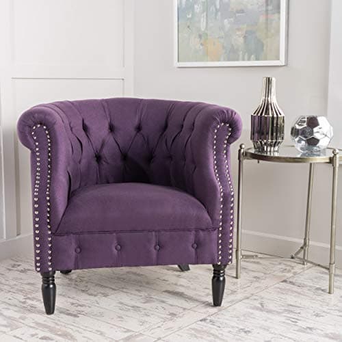 GDFStudio Jasmine Tufted Scroll Arm Fabric Club Chair (Plum) 2