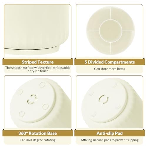 SKYDUE 360 Degree Rotating Desk Organizer, Small Dual-Purpose Pencil Pen Holder for Desk, Rotating Pencil Cup with 5 Slots, Office Supplies, Desk Decor for Office, School, Home 6