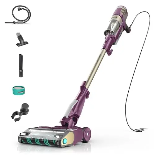 Shark POWERDETECT Ultra-Light Corded Stick Vacuum with DuoClean Technology, Self-Cleaning Brushroll for No Hair Wrap, Anti-Allergen Complete Seal, and Odor Neutralizer Technology, Purple, HZ4001AMZ