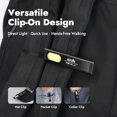 WARSUN T7 Rechargeable EDC Flashlight, Slim Pocket Flashlight with Clip & Magnetic Base, Portable LED Light for Everyday Carry, Night Walking, Car Repair & Emergency 6