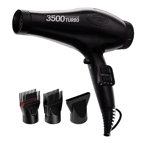 Red Pro Hair Dryer 3500W Turbo Titanium Blow Dryer with Detangler Comb, Fast Dry Smooth Hair, Multi Setting, Cool Shoot Button, Professional Salon Dryer