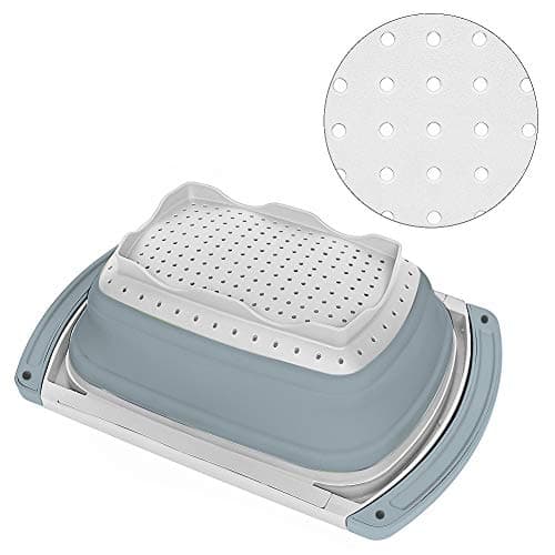 Qimh Collapsible Colander | Over The Sink Silicone Kitchen Strainers and Colanders with Extendable Handles | Veggies, Fruit and Pasta Foldable Strainer for Kitchen, 6-Quart, BPA Free 7