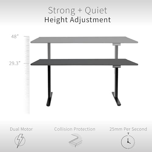 VIVO Electric 60 x 30 inch Standing Desk with Concealed Cable Trays and Full-Size Mouse Pad, Dual Motor Memory Controller Height Adjustment, Black Top Black Frame, DESK-KIT-E2B-P3B 6