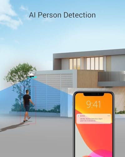 EZVIZ 360° Security Camera Outdoor, WiFi Camera for Home Security, Surveillance Camera, No Subscription with Motion Detection, Color Night Vision, Audio Pick-up, Waterproof, Alexa/Google, 256GB| C8C 5