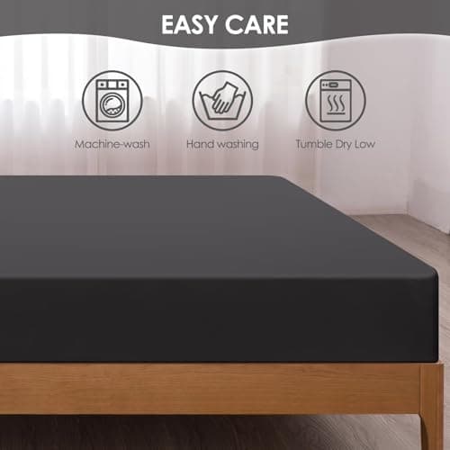 Claphin One Piece Fitted Sheet, Softest Quality Microfiber, 15" Deep Pocket Sheets with Wrinkle and Fade Resistant, Durable and Long Lasting Queen Sheet Only, Black 5