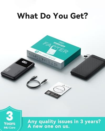 INIU Portable Charger, Slimmest Fast Charging 10000mAh USB C in/Out Power Bank, 22.5W PD3.0 QC4+ Battery Pack, Portable Phone Charger for iPhone 16 15 14 13 12 Pro Samsung S22 S21 Google AirPods iPad 8