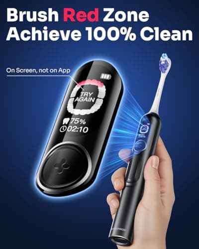 SAKYPRORAL AI Electric Toothbrush with Smart Display for Adults Kids | 150-Day Rechargeable Toothbrush, Real-Time Map |3-Min Timer, Travel Case | Teens Sonic Toothbrush Gift (G5S Black) 4