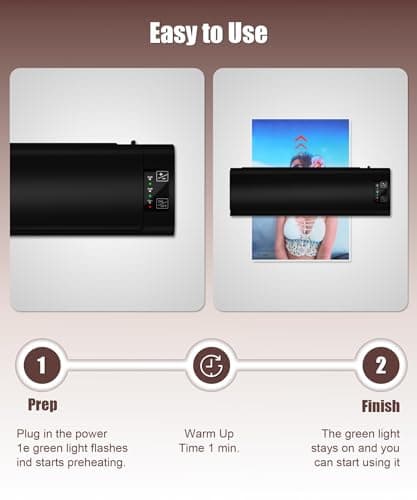 13 Inch Laminator Machine, A-3 9-in-1 Thermal Laminator with Sheets for Hot & Cold Laminating Machine, Features Fast 60-Sec Warm Technology and Never-Jam Design for Home,Office,or School Use (Black) 5
