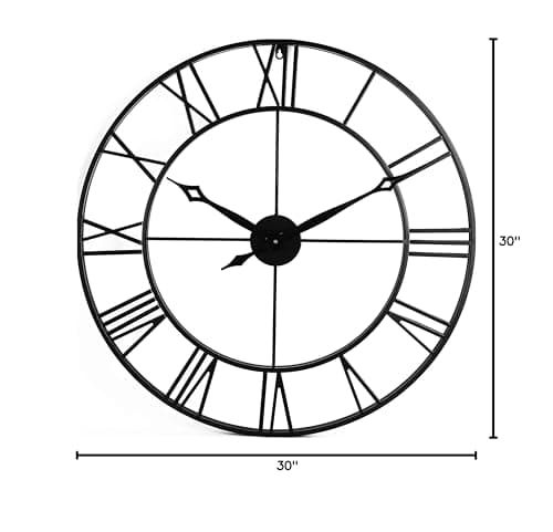 CLXEAST 30 Inch Large Wall Clock Modern, Oversized Roman Numeral Decorative Black Metal Wall Clock for Living Room Decor,House Warming Gifts New Home 10