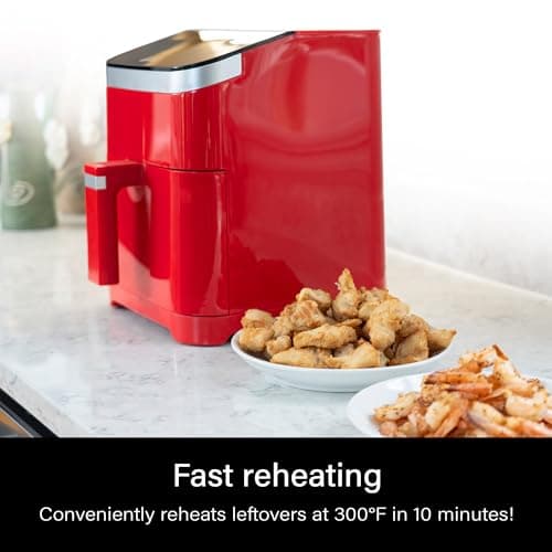 Deco Chef 5.8QT Air Fryer, 8-in-1 Smart Cooking Programs, Nonstick and Dishwasher-Safe Basket, Red 6