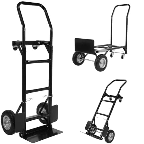 Elevon 2 in 1 Convertible Hand Truck and Cart, Utility Dolly Platform Cart with Telescoping Handle 4 Wheels, 220 LB Heavy Duty Hand Cart for Luggage, Travel, Moving, Shopping, Office Use - Black