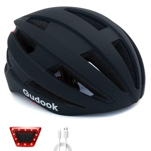 Gudook Bike Helmet with Light - Bicycle Helmets for Men - Women Adult with LED Rear Lights Adjustable Cycling Helmet for Urban Commuter Mountain Road Biker