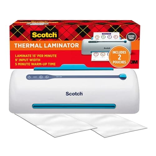 Scotch PRO TL906 Thermal, Laminator Machine, 1 Laminating Device, White/Blue, Laminate Recipe Cards, Photos, Documents, for Home, Office, or School Supplies, 9 in