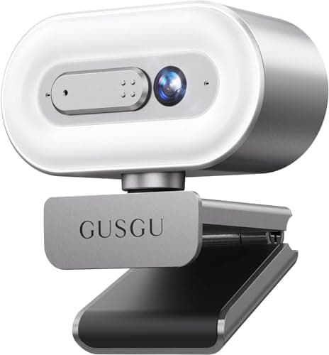 GUSGU G920 2K Quad HD Webcam for PC, Auto Focus, with Microphone & Light & Privacy Cover, Web Camera for Desktop Computer/Laptop/MacBook, USB Streaming Camera