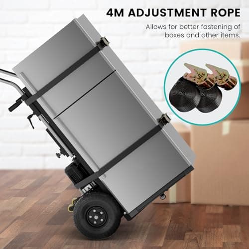 Electric Stair Climbing Dolly, 1200w Electric Hand Trucks Foldable, Large Capacity Stair Climbing Hand Trucks Dolly Cart with 4m Safety Rope, for Mobile Furniture Logistics Warehouse (900 lbs) 5
