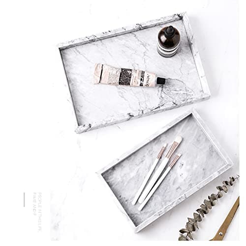12 x 8 inch Real Natural Marble Vanity Tray, Genuine Marble Storage Tray for Cosmetics/Jewelry, Non-Resin/Non-Ceramic, Dresser Organizer Tray, Bathroom Tray, Home Decor, Kitchen, Coffee Table 6