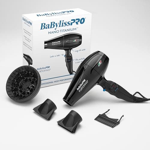 BaBylissPRO Hair Dryer, Nano Titanium Portofino 2000-Watt Blow Dryer, Hair Styling & Appliances, Black, BPOR1 6