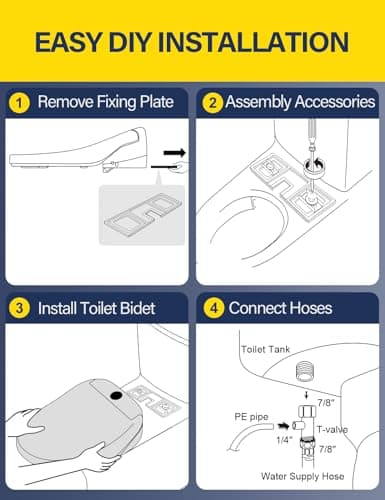 Aquonderful Bidet Toilet Seat, Smart Unlimited Warm Water, Electronic Heated Toilet Seat with Remote Control, Turbo Wash, Dryer, Rear and Front Wash, Slow Closes, Night Light, White 225 (Elongated) 6