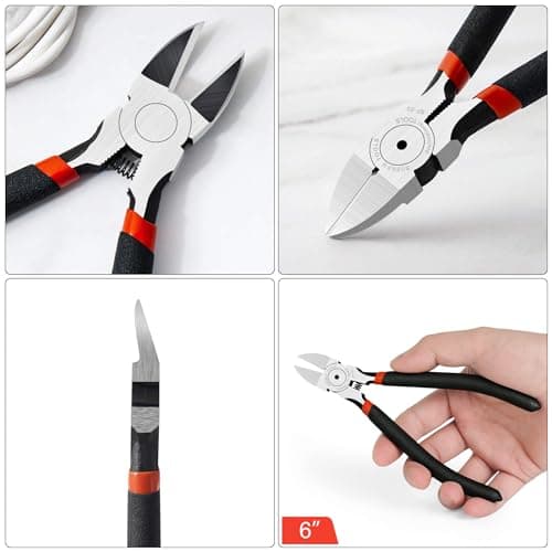 BOENFU 6 Inches Wire Cutters Heavy Duty Snips Flush Cut Side Cutters Pliers Metal Cutting Tool for Crafting, Floral, Artificial Flowers, Chicken Wire, Electrical, 1 Pack 6