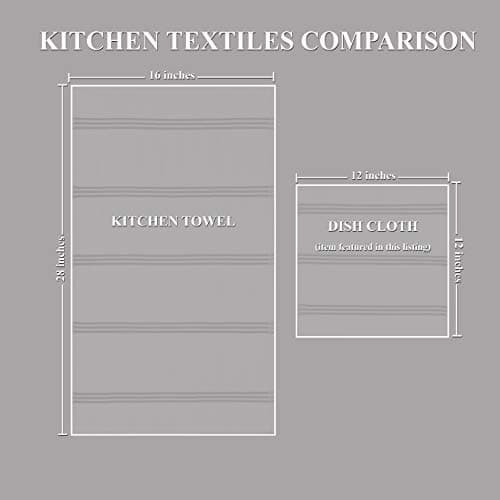 Sticky Toffee Cotton Dishcloths Set of 8 – Gray and White Kitchen Towels 12x12 in, Reusable and Absorbent Tea Towels for Cleaning or Drying, Oeko-Tex Cotton 7