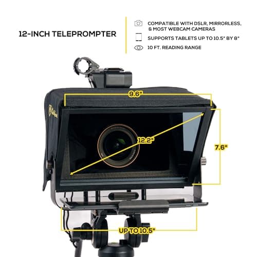 Glide Gear TMP 100 Teleprompter – DSLR, Tablet, Smartphone – 12" Glass, Carry Case, No Assembly 5