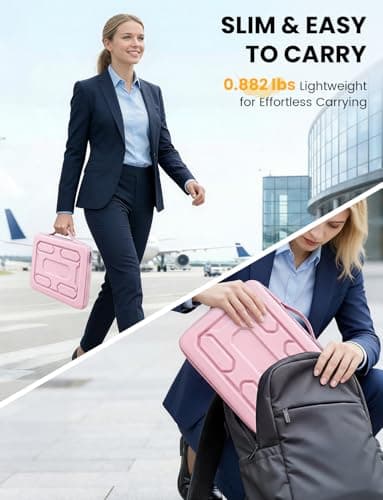 DOMISO Laptop Hard Case 14-14.4 inch Waterproof Shockproof Hard Shell Laptop Sleeve with Handle & Storage Pocket, Compatible with MacBook, HP, Dell,Pink 8