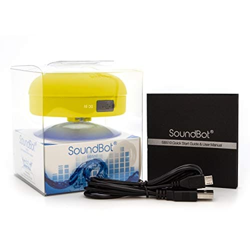 SoundBot® Waterproof Shower Speaker HD Water Resistant Bluetooth Handsfree Portable with Loud Clear Sounds 6+hrs of Playtime, Wireless Suction Cup Small Durable for Outdoors Travel Home SB510 (Yellow) 7