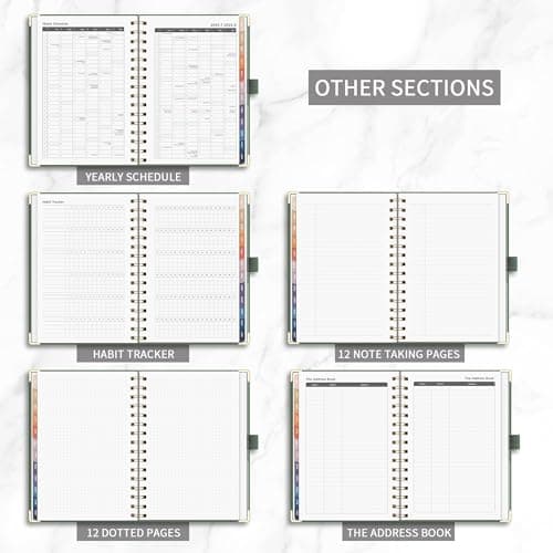 RETTACY Planner 2024-2025, Academic Planner, July 2024 - June 2025 Weekly and Monthly Planner, Medium 5.7" × 8.3", 12-Monthly Tabs, Spiral Bound, Hardcover, for Teacher, Student (Light Green) 6