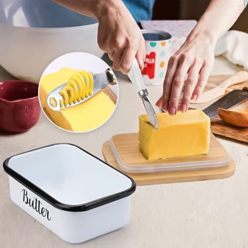 LANDNEOO Butter Dish with Lid and Butter Curler Knife - Unbreakable Stainless Steel Keeper Container with Double Silicone Sealing, for Kitchen Farmhouse Decor 6