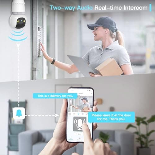 Tutoview 4MP Light Bulb Security Camera 5G&2.4GHz Wireless Outdoor Indoor Camera with Night Vision, Motion Detection, 360° Remote Viewing, and Real-Time Alerts for Home Safety with Alexa 6