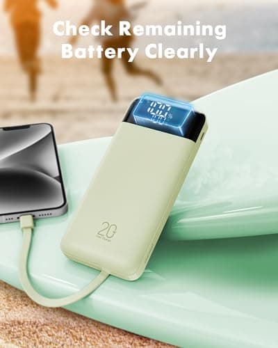 charmast 20000mAh Portable Charger with Built in Cables, 22.5W Travel Power Bank Fast Charging, USB C Cell Phone Battery Pack for iPhone 16/15/14/13/12/11 Series, iPad, Samsung, Android, Tablet 9