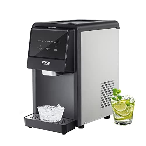VEVOR Nugget Ice Maker, 62lbs in 24Hrs, Countertop Ice Dispenser, 6 lbs Ice Capacity, Auto Self-Cleaning, Water Filter, Automatic Water Refill, Ideal for Home, Kitchen, Office, Party