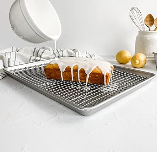 USA Pan Bakeware Half Sheet Baking Pan and Bakeable Nonstick and Cooling Rack Set, Metal 5
