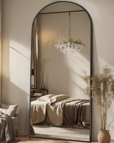 Antok Full Length Mirror, 71"x28" Arched Floor Mirror, Mirror Full Length with Stand, Wall Mounted Mirrors for Living Room Bedroom,Black